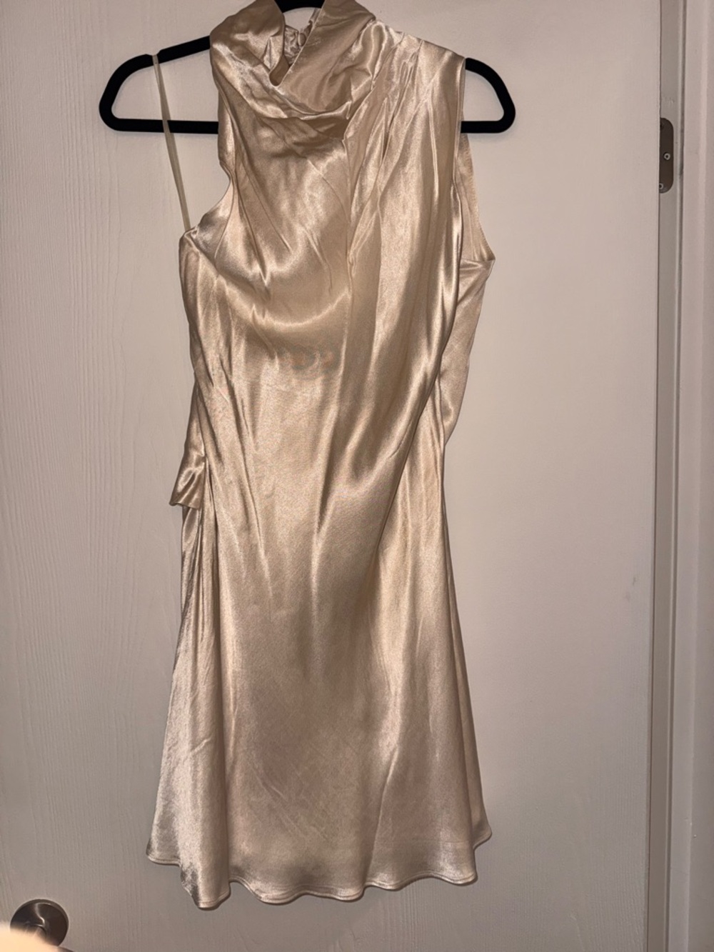 Dissh Silky Champagne Cowl Neck Dress - Elegant Women's Evening Dress